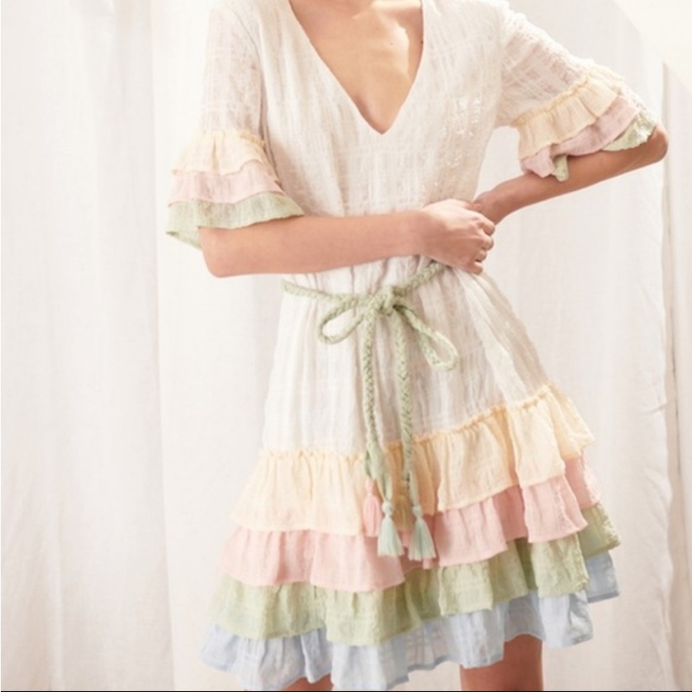 Storia Color Block Ruffled Dress Size M